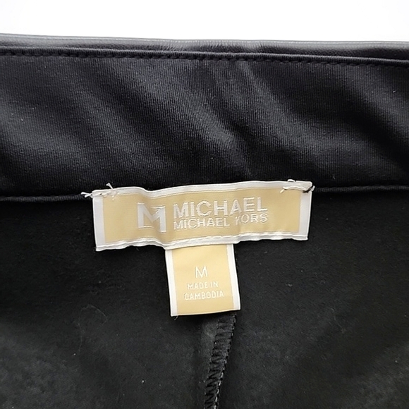 NWT Michael Kors Women's Black Faux Leather Skinny Pull On Pants Stretch Size M - Picture 5 of 9